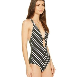 NWT Tommy Hilfiger True Stripe Keyhole Swimsuit